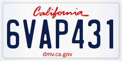 CA license plate 6VAP431
