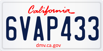 CA license plate 6VAP433