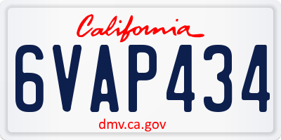 CA license plate 6VAP434
