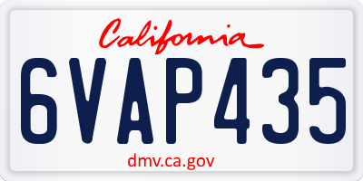 CA license plate 6VAP435