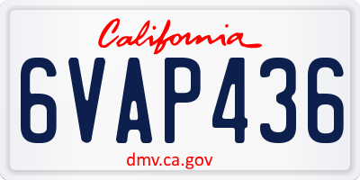 CA license plate 6VAP436