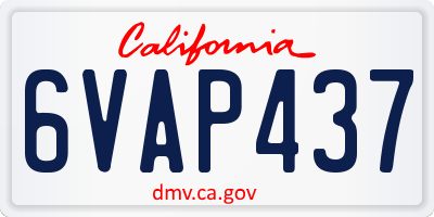 CA license plate 6VAP437