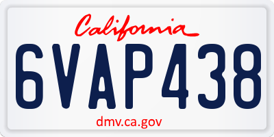 CA license plate 6VAP438