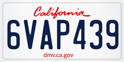 CA license plate 6VAP439