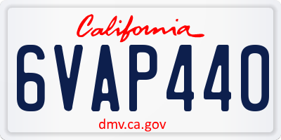 CA license plate 6VAP440