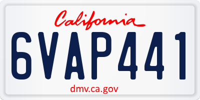 CA license plate 6VAP441