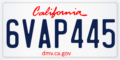 CA license plate 6VAP445