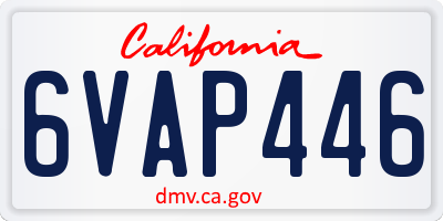 CA license plate 6VAP446