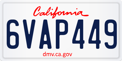 CA license plate 6VAP449