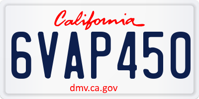 CA license plate 6VAP450