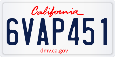 CA license plate 6VAP451