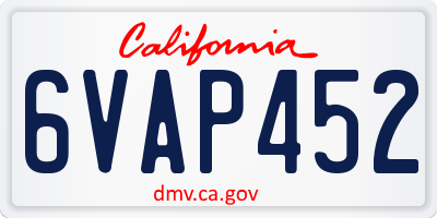 CA license plate 6VAP452