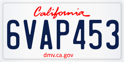 CA license plate 6VAP453
