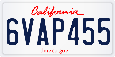 CA license plate 6VAP455
