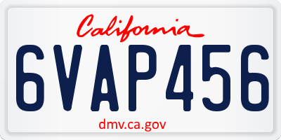 CA license plate 6VAP456