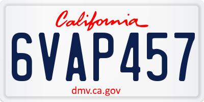 CA license plate 6VAP457