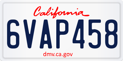CA license plate 6VAP458
