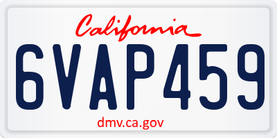 CA license plate 6VAP459