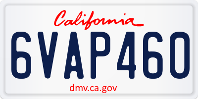 CA license plate 6VAP460