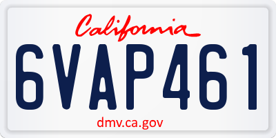 CA license plate 6VAP461