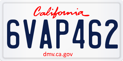 CA license plate 6VAP462