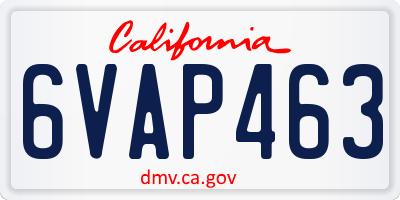 CA license plate 6VAP463