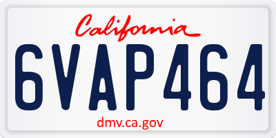 CA license plate 6VAP464