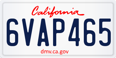 CA license plate 6VAP465