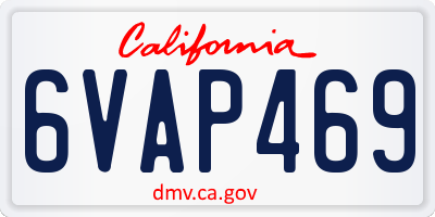 CA license plate 6VAP469