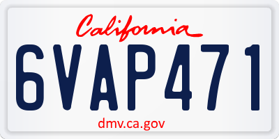 CA license plate 6VAP471