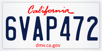 CA license plate 6VAP472