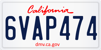CA license plate 6VAP474