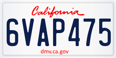 CA license plate 6VAP475