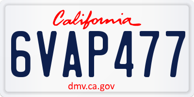 CA license plate 6VAP477