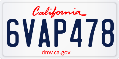 CA license plate 6VAP478