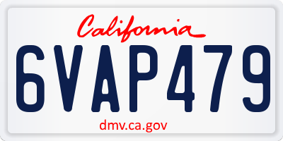 CA license plate 6VAP479
