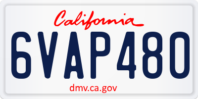 CA license plate 6VAP480
