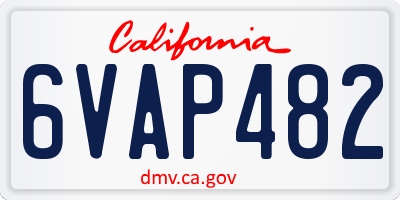 CA license plate 6VAP482