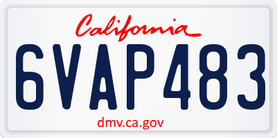 CA license plate 6VAP483