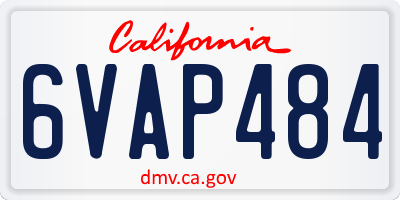 CA license plate 6VAP484