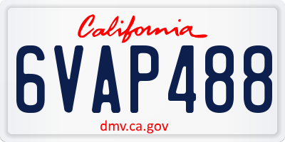 CA license plate 6VAP488