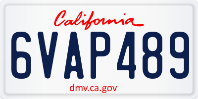 CA license plate 6VAP489