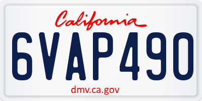 CA license plate 6VAP490