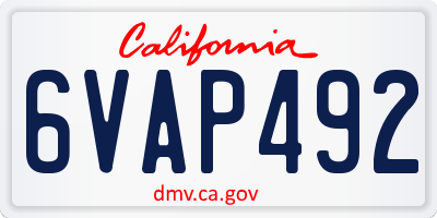 CA license plate 6VAP492