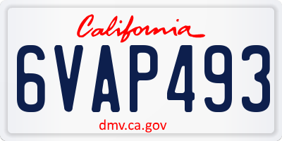 CA license plate 6VAP493