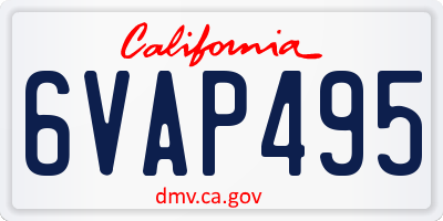 CA license plate 6VAP495