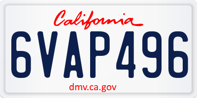 CA license plate 6VAP496