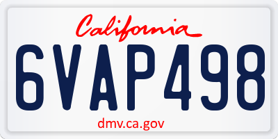 CA license plate 6VAP498