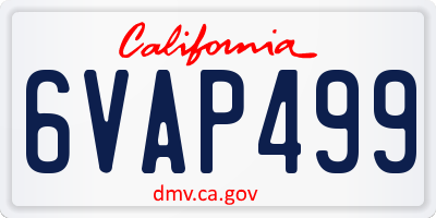 CA license plate 6VAP499