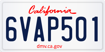 CA license plate 6VAP501